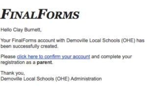 Image of FinalForms Account Created